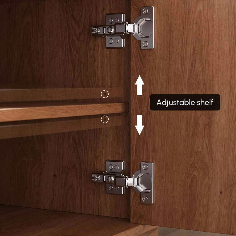 Walnut Veneer Freestanding TV Stand For 60-69 Inch TVs