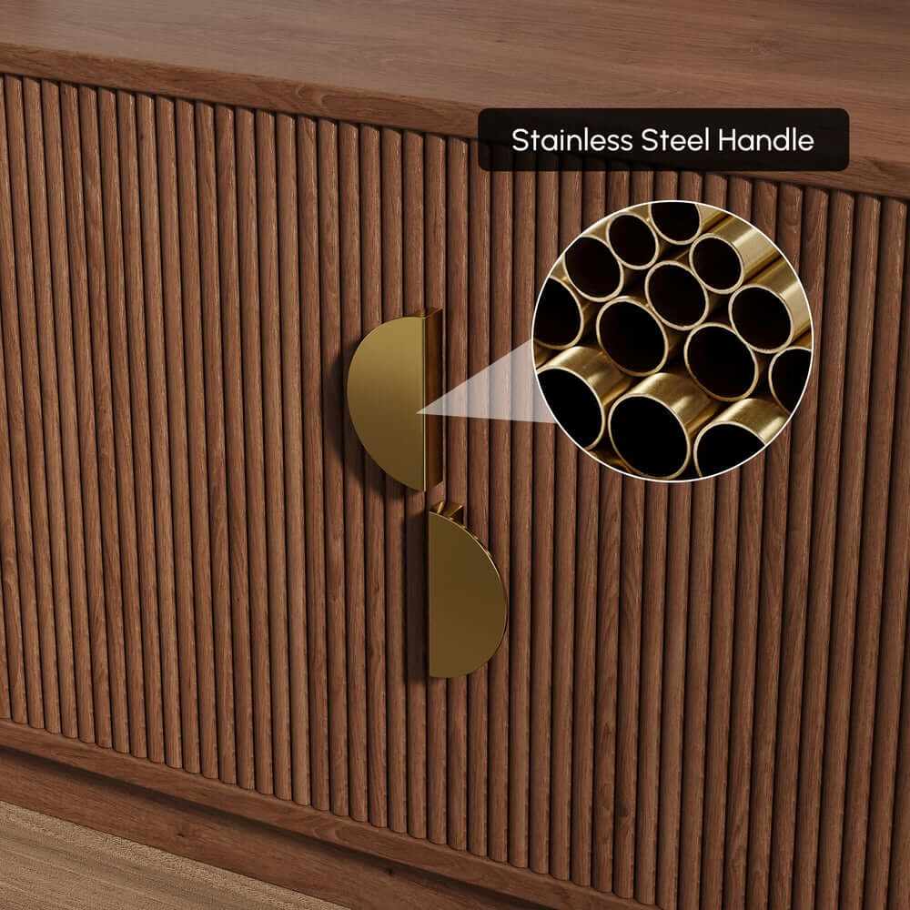 Walnut Veneer Freestanding TV Stand For 60-69 Inch TVs