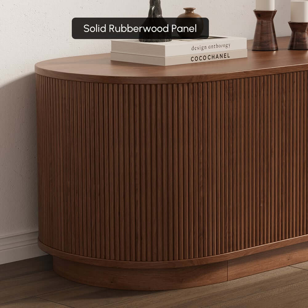 Walnut Veneer Freestanding TV Stand For 60-69 Inch TVs