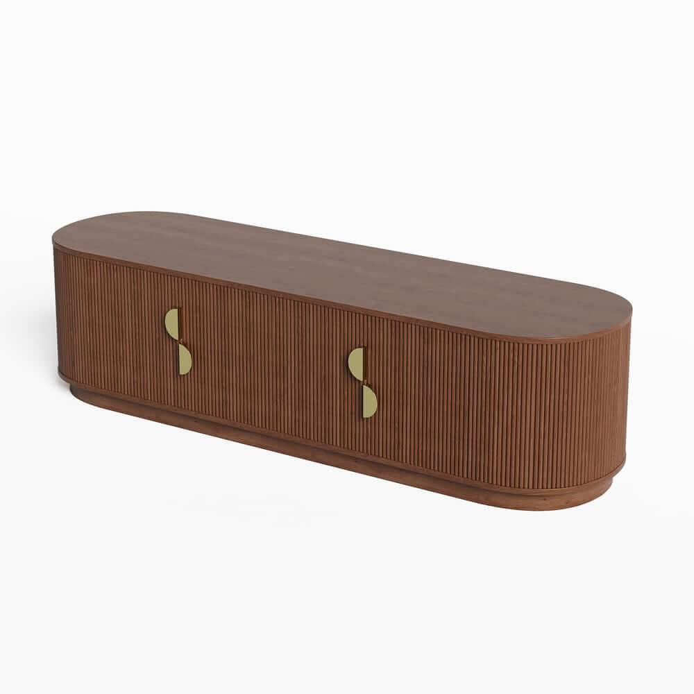 Walnut Veneer Freestanding TV Stand For 60-69 Inch TVs