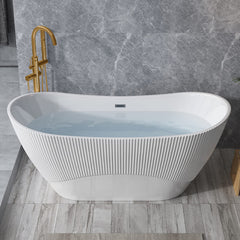 Wavy Textured Freestanding Acrylic Bathtub for Modern Homes