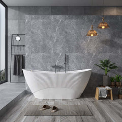 Wavy Textured Freestanding Acrylic Bathtub for Modern Homes