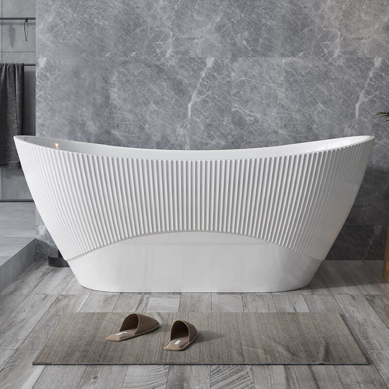 Wavy Textured Freestanding Acrylic Bathtub for Modern Homes