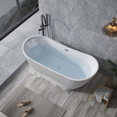 Wavy Textured Freestanding Acrylic Bathtub for Modern Homes