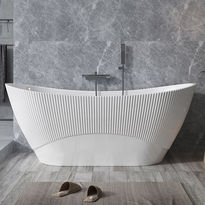 Wavy Textured Freestanding Acrylic Bathtub for Modern Homes
