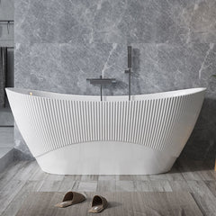 Wavy Textured Freestanding Acrylic Bathtub for Modern Homes