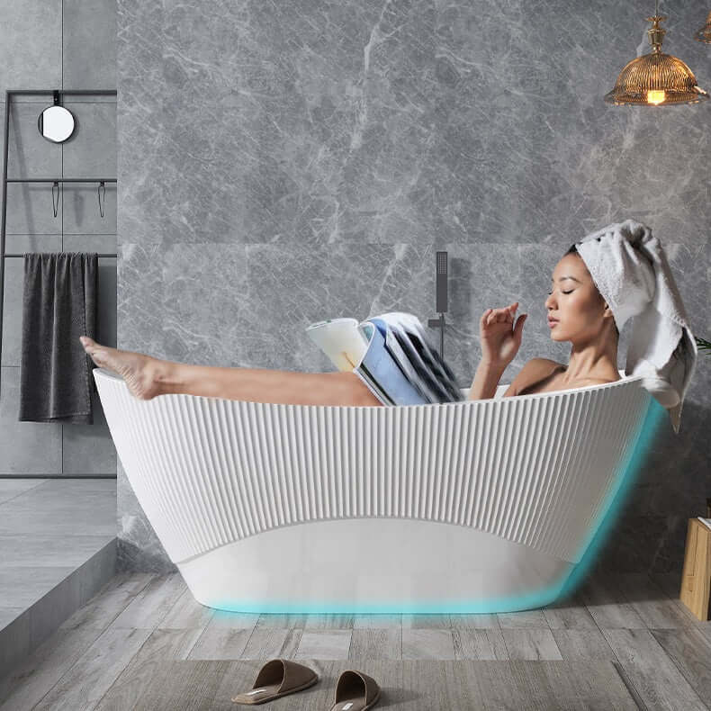 Wavy Textured Freestanding Acrylic Bathtub for Modern Homes