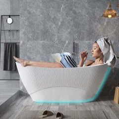 Wavy Textured Freestanding Acrylic Bathtub for Modern Homes