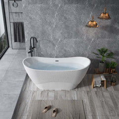 Wavy Textured Freestanding Acrylic Bathtub for Modern Homes