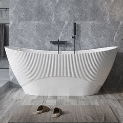 Wavy Textured Freestanding Acrylic Bathtub for Modern Homes