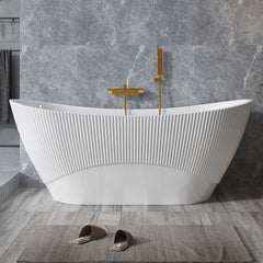 Wavy Textured Freestanding Acrylic Bathtub for Modern Homes