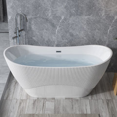 Wavy Textured Freestanding Acrylic Bathtub for Modern Homes
