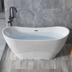 Wavy Textured Freestanding Acrylic Bathtub for Modern Homes