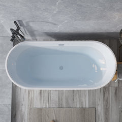 Wavy Textured Freestanding Acrylic Bathtub for Modern Homes