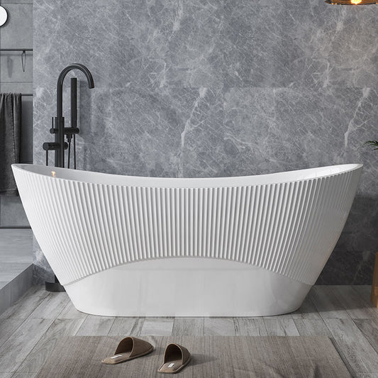 Wavy Textured Freestanding Acrylic Bathtub for Modern Homes Main Product Image