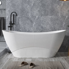 Wavy Textured Freestanding Acrylic Bathtub for Modern Homes Main Product Image
