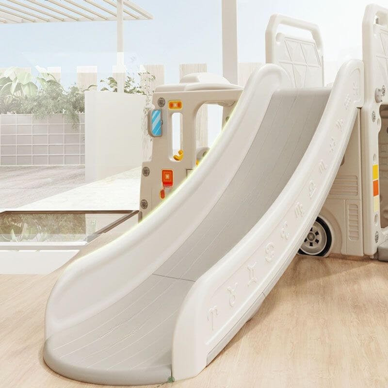 Whimsical Bus-Shaped Play System with Slide, Swing & Climbing Platform