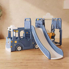 Whimsical Bus-Shaped Play System with Slide, Swing & Climbing Platform Main Product Image