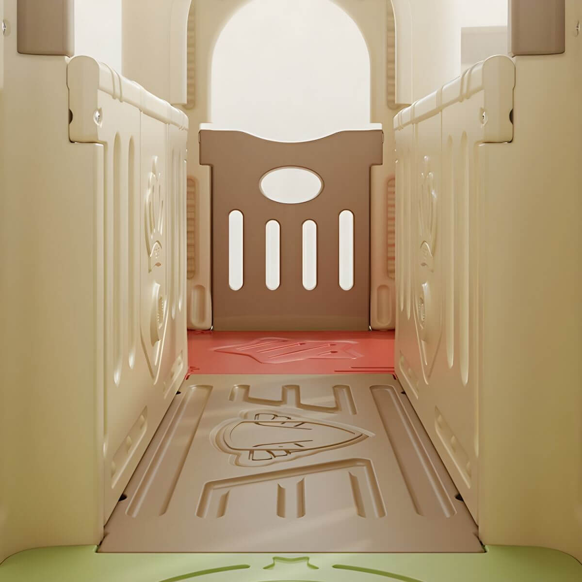 Whimsical Indoor Play Castle with Slide, Stairs & Basketball Hoop