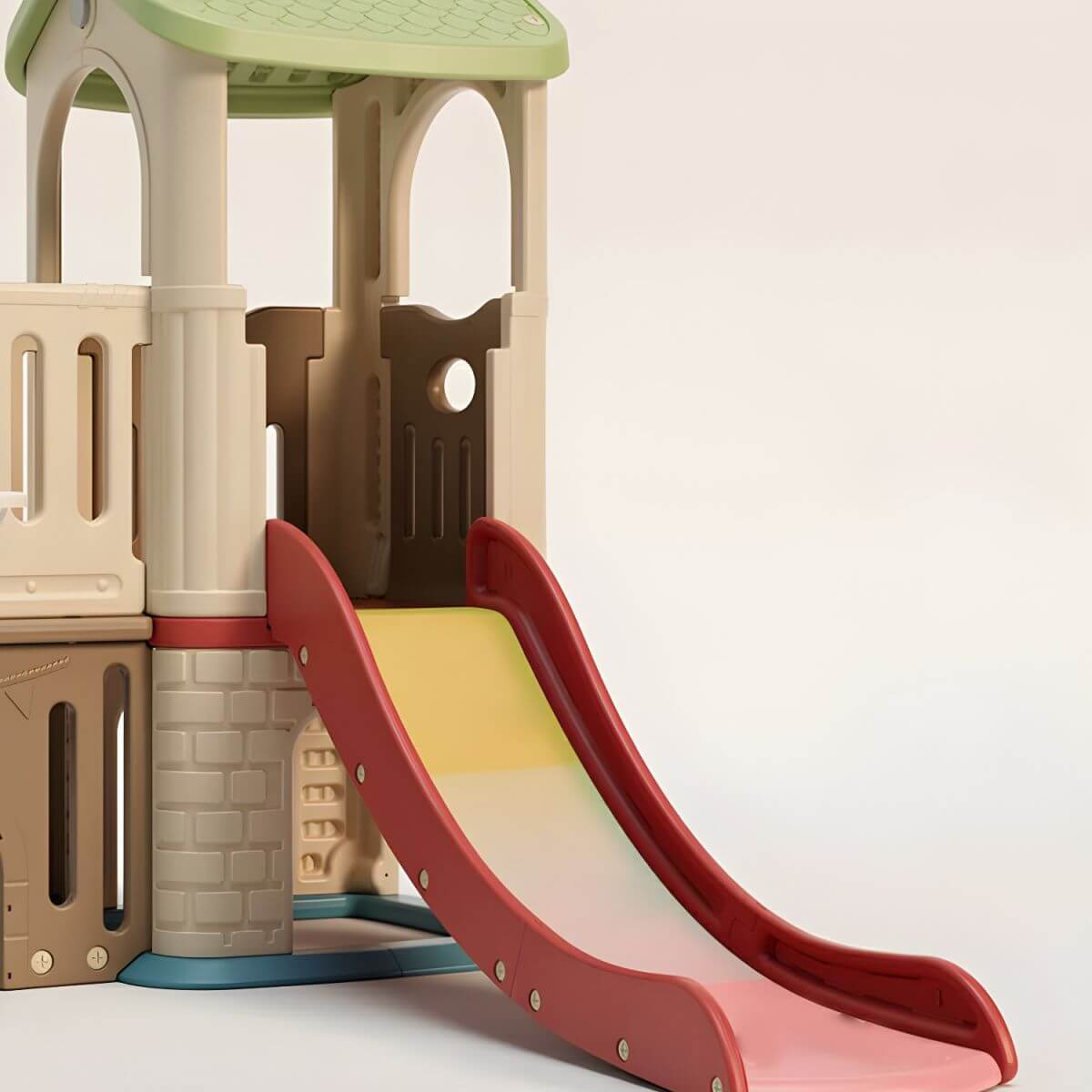 Whimsical Indoor Play Castle with Slide, Stairs & Basketball Hoop