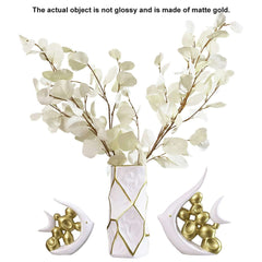 White and Gold Artificial Floral Arrangement with Resin Fish Planter