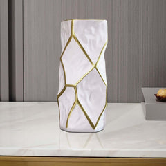 White and Gold Artificial Floral Arrangement with Resin Fish Planter