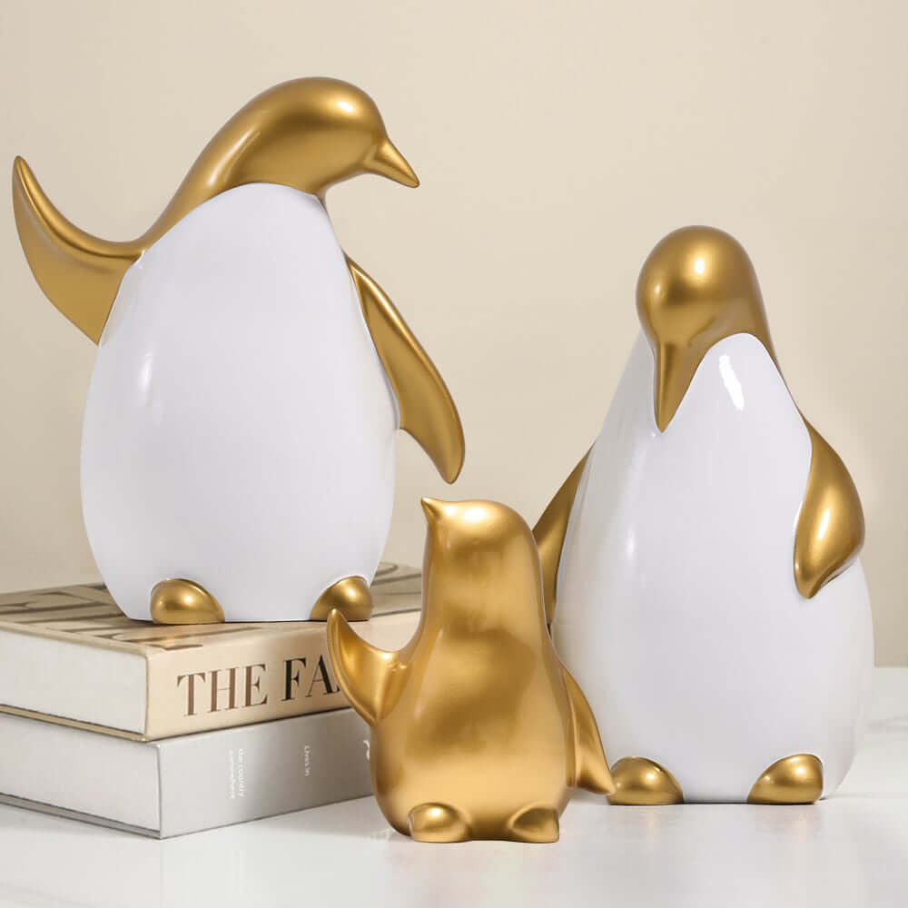 White and Gold Modern Resin Animal Sculpture Set