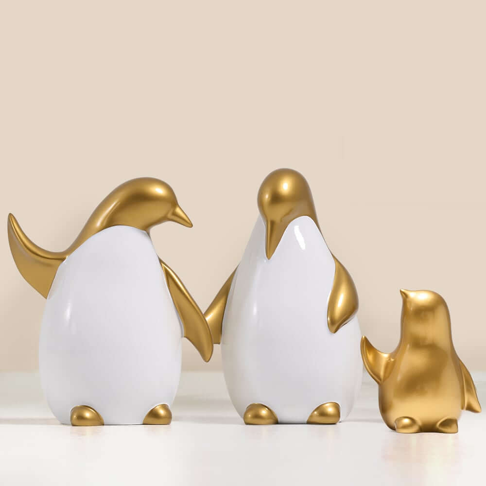 White and Gold Modern Resin Animal Sculpture Set