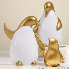 White and Gold Modern Resin Animal Sculpture Set
