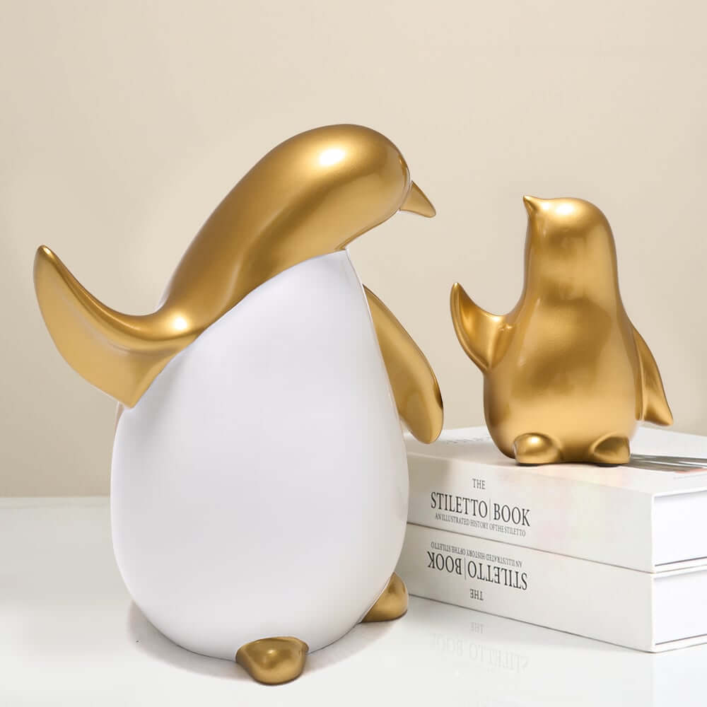White and Gold Modern Resin Animal Sculpture Set