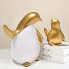 White and Gold Modern Resin Animal Sculpture Set