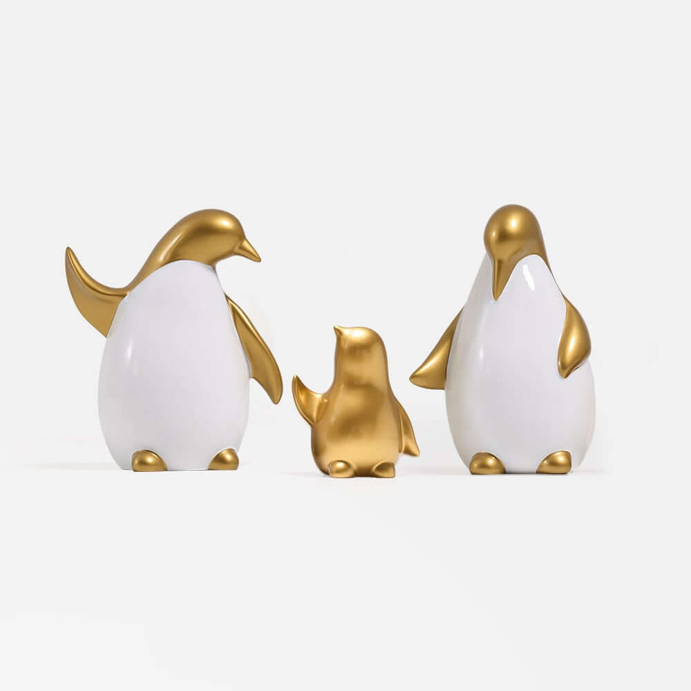 White and Gold Modern Resin Animal Sculpture Set