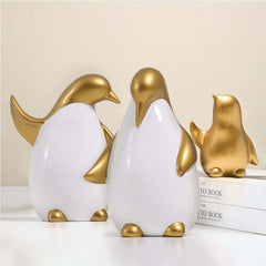 White and Gold Modern Resin Animal Sculpture Set Main Product Image