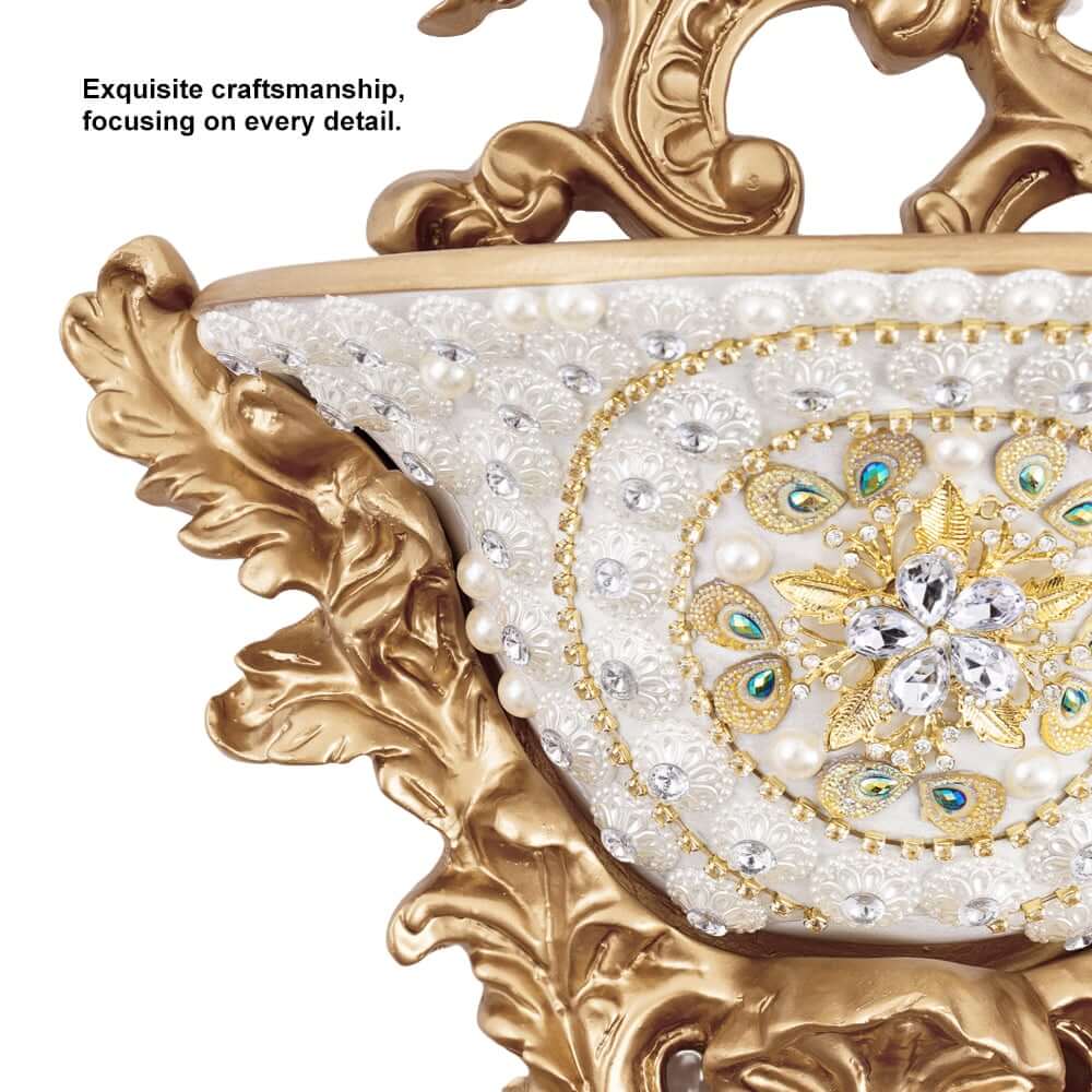 White and Gold Resin Wall Vase with Traditional European Design