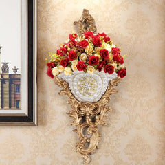 White and Gold Resin Wall Vase with Traditional European Design Main Product Image