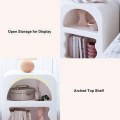 White Art Deco Nightstand With Open Shelves