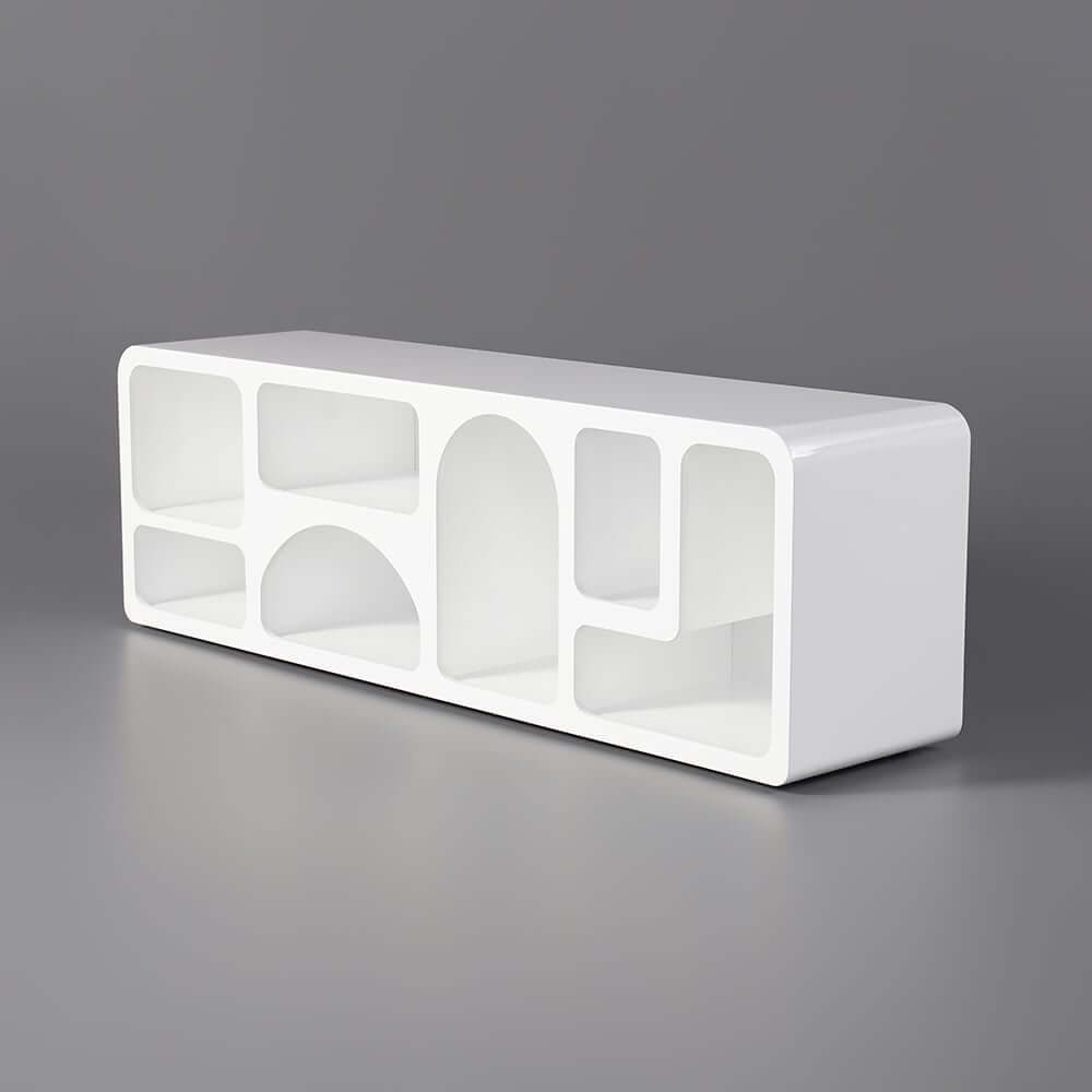 White Art Deco TV Stand With Open Storage For 60-69 Inch TVs
