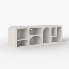 White Art Deco TV Stand With Open Storage For 60-69 Inch TVs