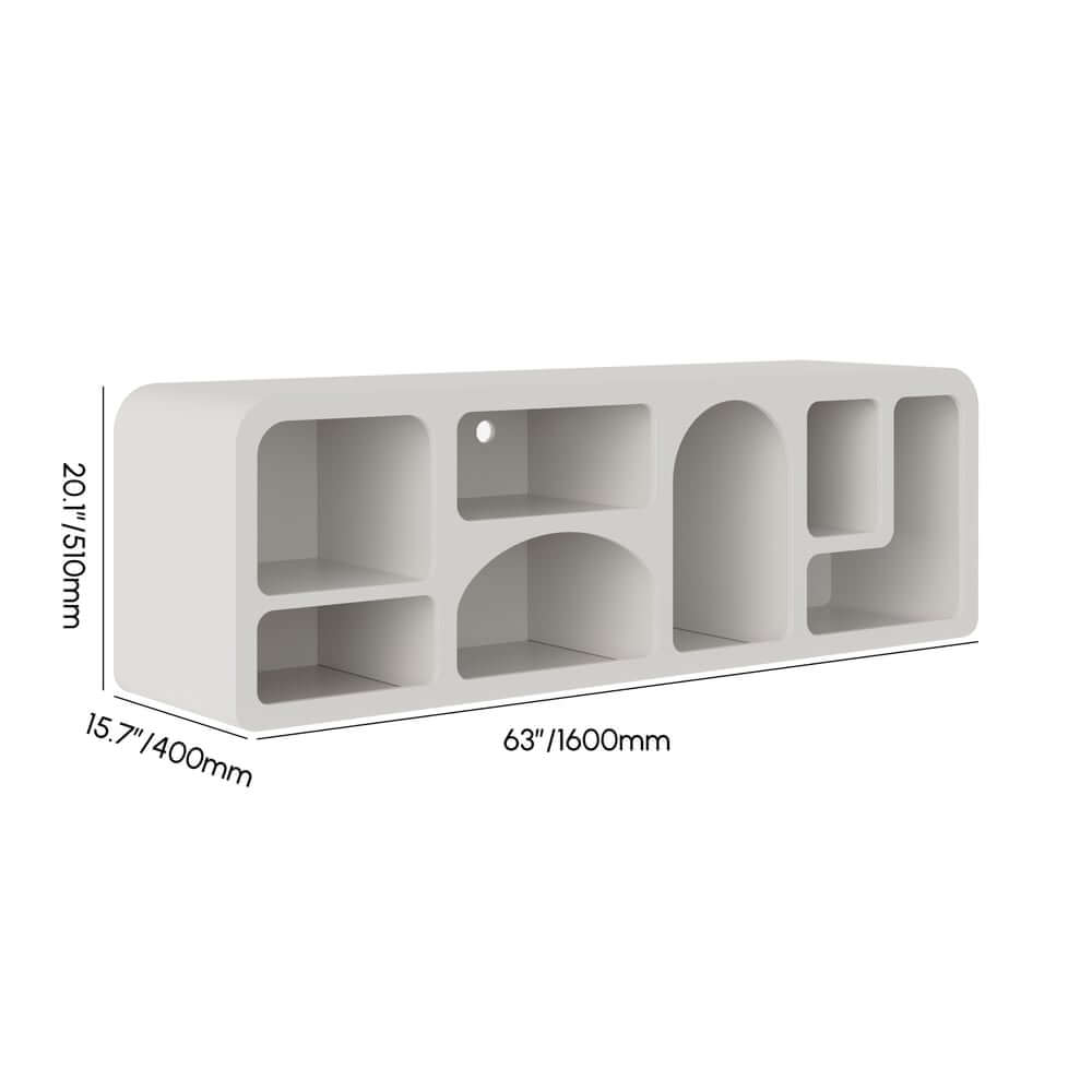 White Art Deco TV Stand With Open Storage For 60-69 Inch TVs Dimensions