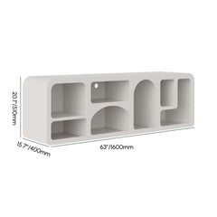 White Art Deco TV Stand With Open Storage For 60-69 Inch TVs Dimensions