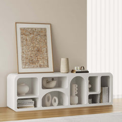 White Art Deco TV Stand With Open Storage For 60-69 Inch TVs Main Product Image