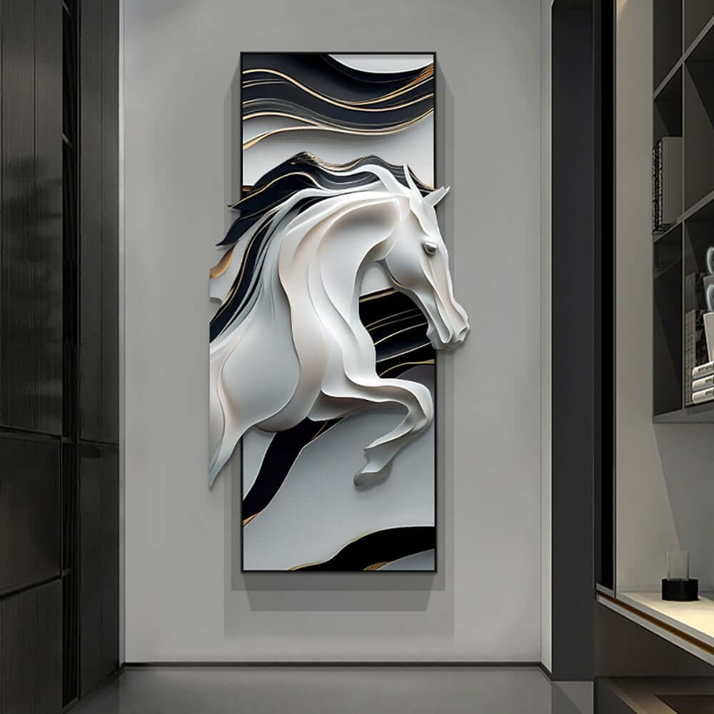White & Black MDF 3D Wall Sculpture Abstract Animal Art