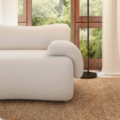 White Curved Boucle Modular Sofa With Ottoman