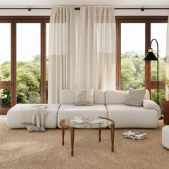 White Curved Boucle Modular Sofa With Ottoman