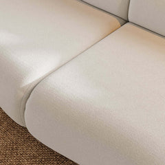 White Curved Boucle Modular Sofa With Ottoman