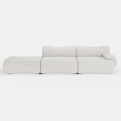 White Curved Boucle Modular Sofa With Ottoman