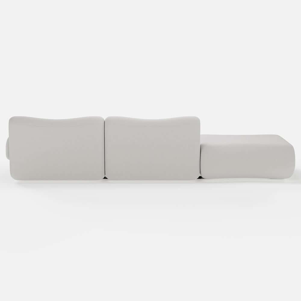 White Curved Boucle Modular Sofa With Ottoman