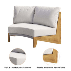 White Farmhouse Outdoor Sectional Sofa Set with Stainless Steel Coffee Tables