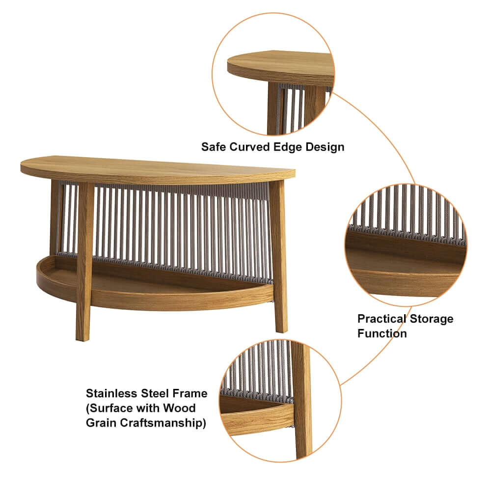 White Farmhouse Outdoor Sectional Sofa Set with Stainless Steel Coffee Tables