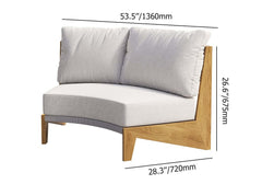 White Farmhouse Outdoor Sectional Sofa Set with Stainless Steel Coffee Tables Dimensions